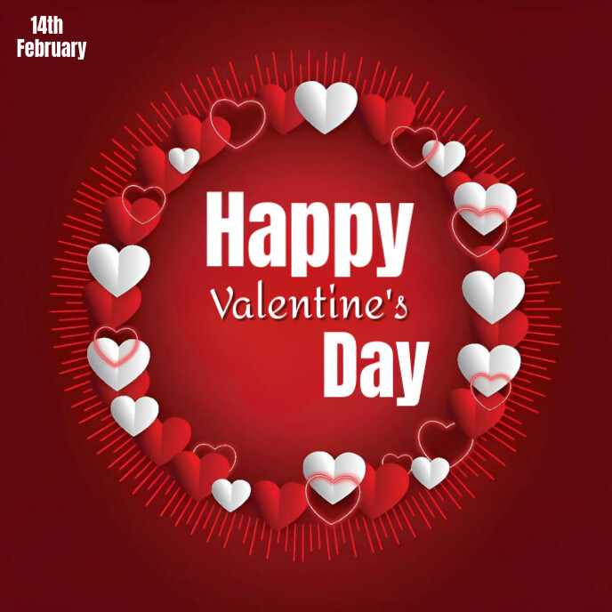 Red Joyful Happy Valentine's Day  Album Cover template