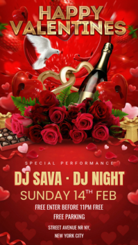 Red Joyful Happy Valentines Instagram Story template