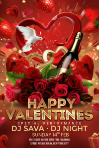 Red Joyful Happy Valentines Poster Póster template