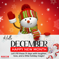 Red Joyful Hello December Square (1:1) template