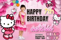 Red Joyful Hello Kitty Birthday Banner 4' × 6' template