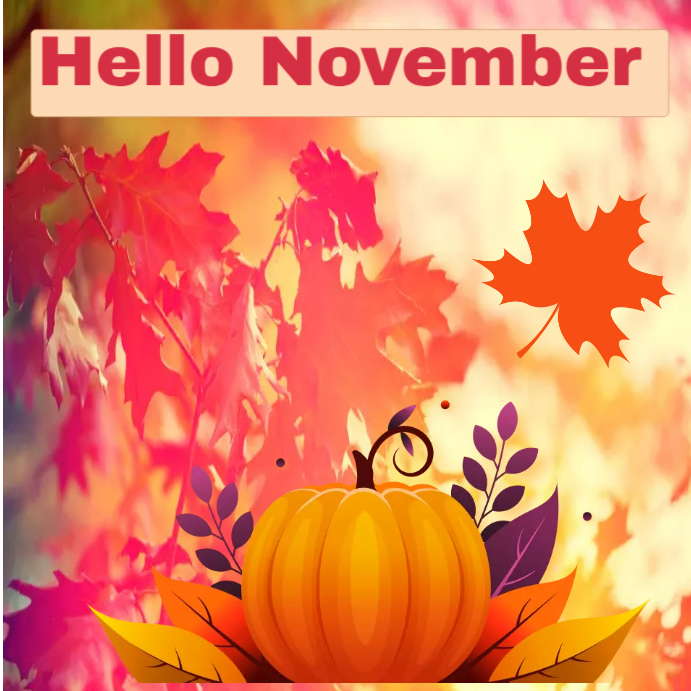 Red Joyful Hello November Instagram Post, november, template