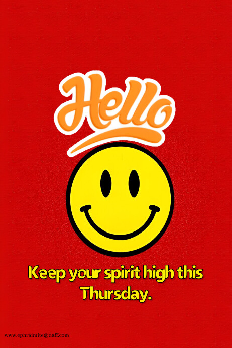 Hello! Thursday Rocks Plantilla de Red joyful hello thursday poster | PosterMyWall