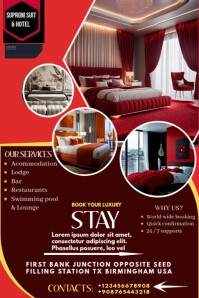 Red Joyful Hotel And Suit Lounge Template Design  Poster