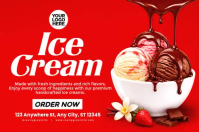 Red Joyful Ice Cream Poster Video Plakat template