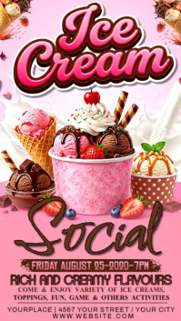 Red Ice Cream Social Event Reel Instagram Template