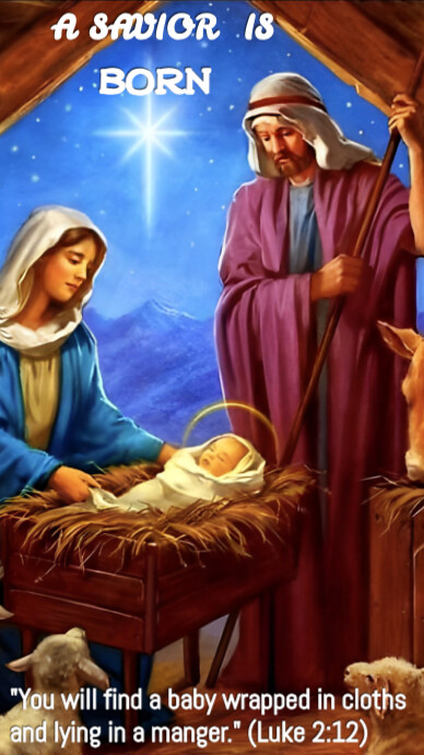 Plantilla de Red Joyful Instagram Story of birth of Jesus Christ post ...