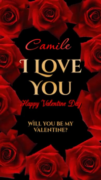 Red Joyful Invitación De San Valentín Tarjea Digital Display (9:16) template