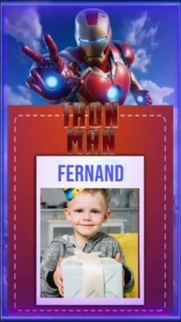 Red Joyful Ironman Birthday Invitation Digita Digital Display (9:16) template