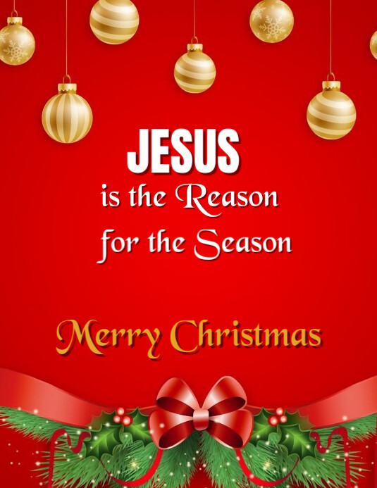 Red Joyful Jesus Is The Reason For The Season  Flyer (us Letter) template
