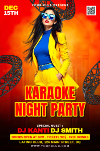 Red Joyful Karaoke Night Party Poster template