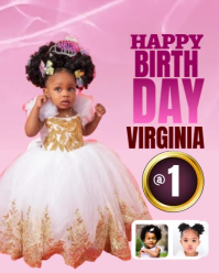 Red Joyful Kid's Happy Birthday Party Flyer  Instagram Portrait template