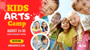 Red Joyful Kids Art Camp  Digital Display (16:9) template
