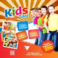 Red Joyful Kids Summer Camp Video Ad Square ( Cuadrado (1:1) template