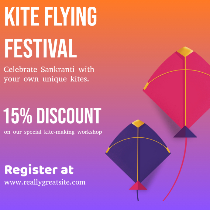 Red Joyful Kite Flying Festival Instagram Post Template | PosterMyWall
