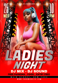 Red Joyful Ladies Night  A1 template