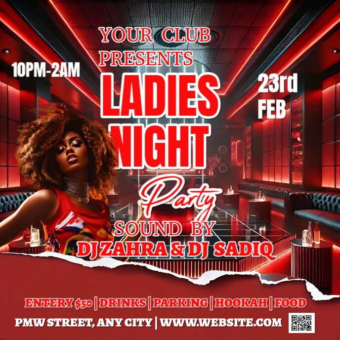 Red Joyful Ladies Night Party  Album Cover Capa de álbum template