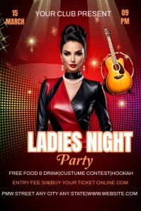 Red Joyful Ladies Night Party  Pinterest Graphic template