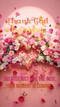 Red Joyful Let's Bloom: Friday's Rose Awakening Video Design  Digital Display (9:16) template
