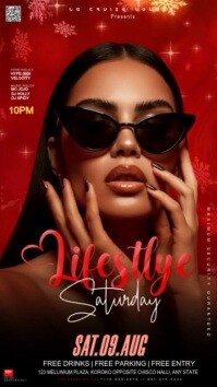Red Joyful Lifestyle Saturday  Instagram Story template