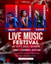 Red Joyful Live Music Concert  Instagram Portrait template