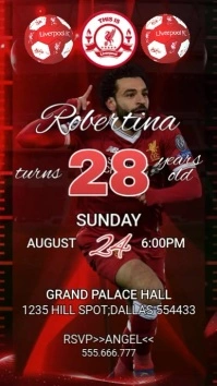Red Joyful Liverpool Team Football Birthday I Pantalla Digital (9:16) template