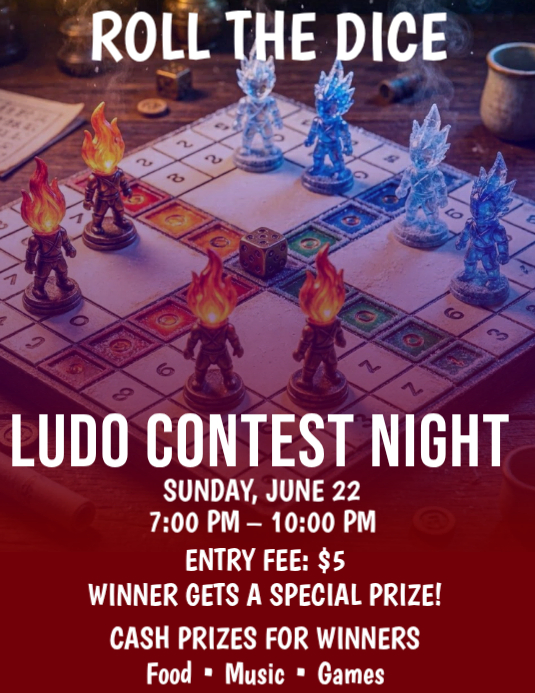 Red Ludo Contest Night Flyers Template | PosterMyWall