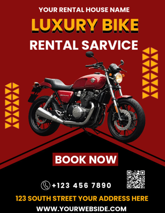 Red Joyful Luxury Bike Rental  Flyer (us Letter) template