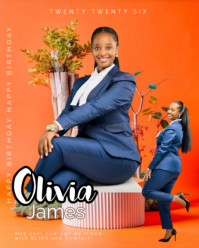 Red Joyful Luxury Gold And Orange Birthday Bash Flyer  Instagram Portrait template