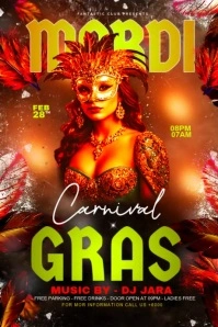 Red Joyful Mardi Gras Celebration carnival Banner 4' × 6' template