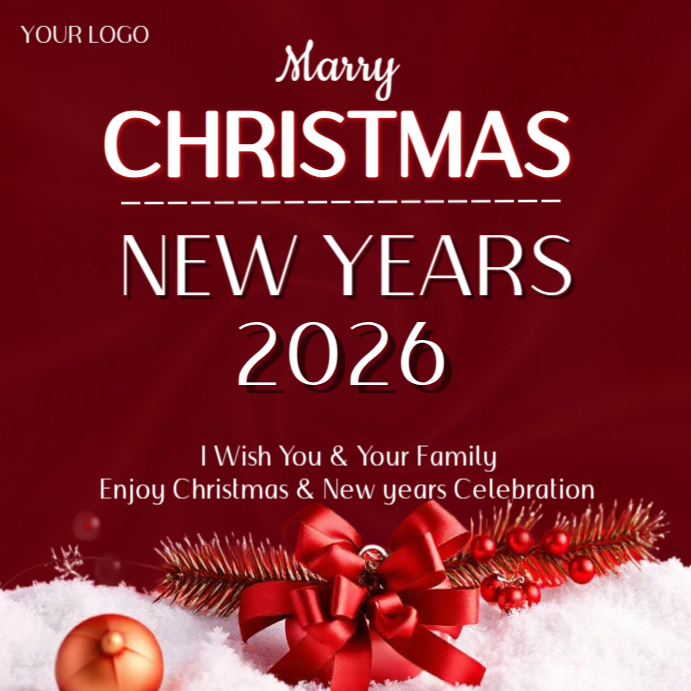 Red Joyful Marry Christmas New Years Wish In Instagram Post Template ...