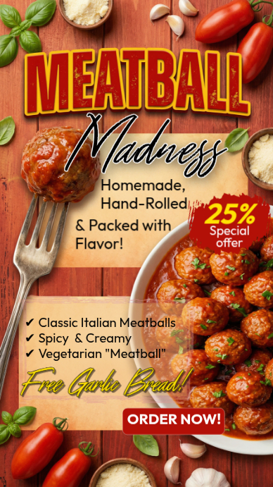 Copy of Red Joyful Meatball Promotion Instagram Story | PosterMyWall