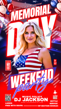 Red Memorial Day Party Instagram Story Template
