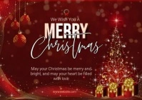 Red Joyful Merry Christmas  A4 template