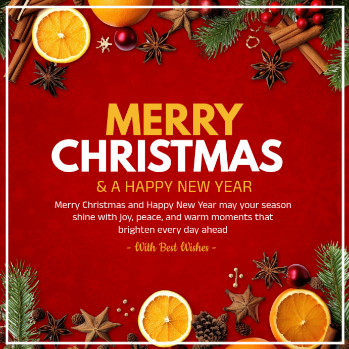 Red Joyful Merry Christmas And A Happy New Year Instagram Post Modelo ...