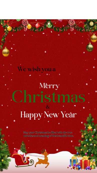 Modèle Red Joyful Merry Christmas And Happy New Year Instagram Story ...