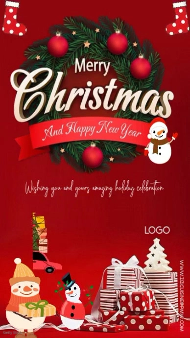 Red Joyful Merry Christmas And Happy New Year Instagram Story Template ...