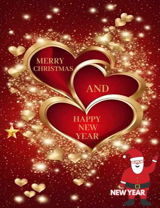 Plantilla de Red Joyful Merry Christmas And Happy New Year Flyer (us ...