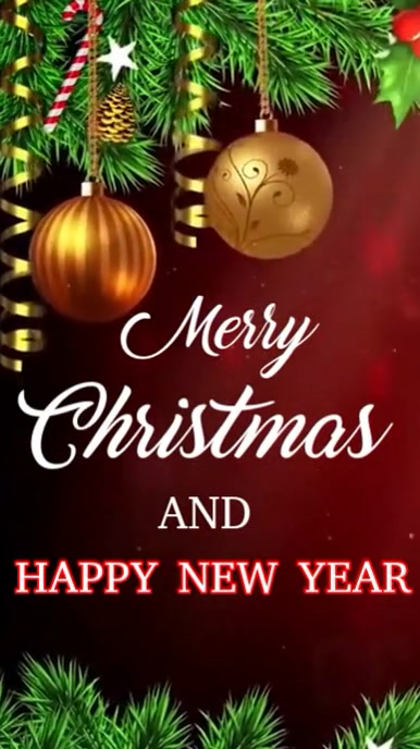 Modèle Red Joyful Merry Christmas And Happy New Year Instagram Story ...