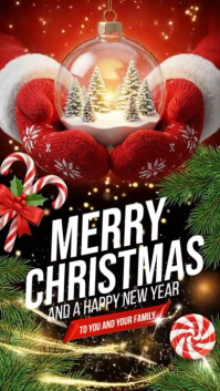Red Joyful Merry Christmas And Happy New Year Instagram Story template