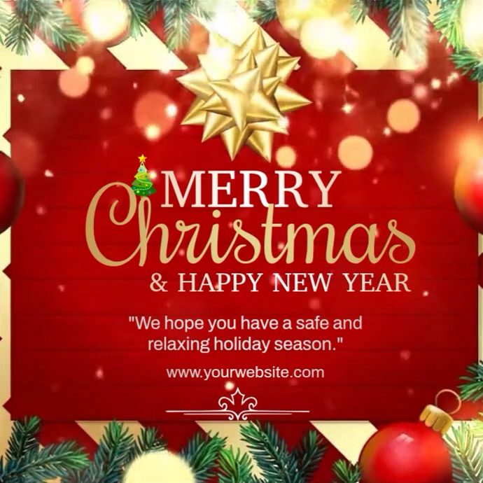 Red Joyful Merry Christmas And Happy New Year Instagram Post Template ...