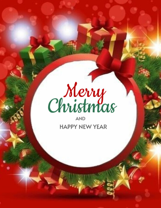 Red Joyful Merry Christmas And Happy New Year Flyer (us Letter ...