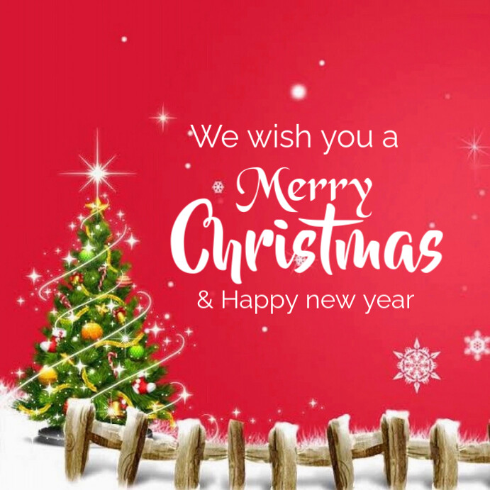 Red Joyful Merry Christmas And Happy New Year Instagram Post Template ...