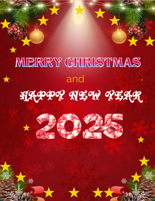 Copy of Red Joyful Merry Christmas And Happy New Year Flyer (us Letter ...