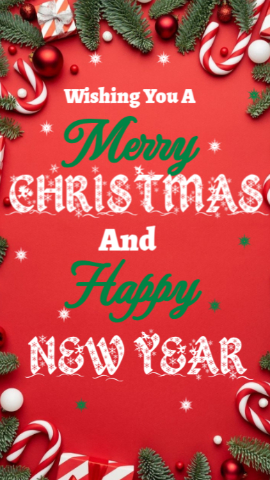 Red Joyful Merry Christmas And Happy New Year Greeting Card Instagram ...