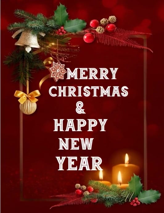 Modèle Red Joyful Merry Christmas And New Year Flyer (us Letter ...