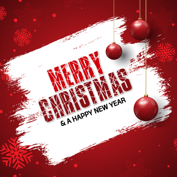 Red Joyful Merry Christmas And New Year Instagram Post Template ...