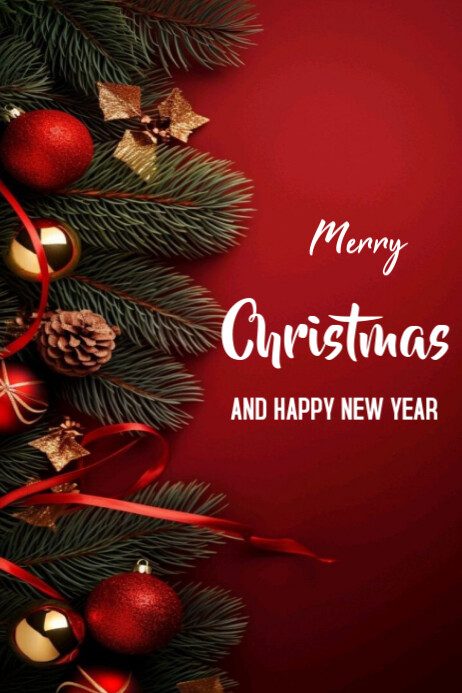 Copy of Red Joyful Merry Christmas And New Year Templates Online ...