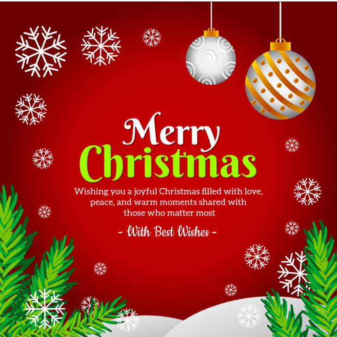 Plantilla de Red Joyful Merry Christmas Greeting Card Instagram Post ...
