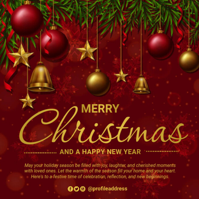 Copy of Red Joyful Merry Christmas Greeting Card Instagram Post ...